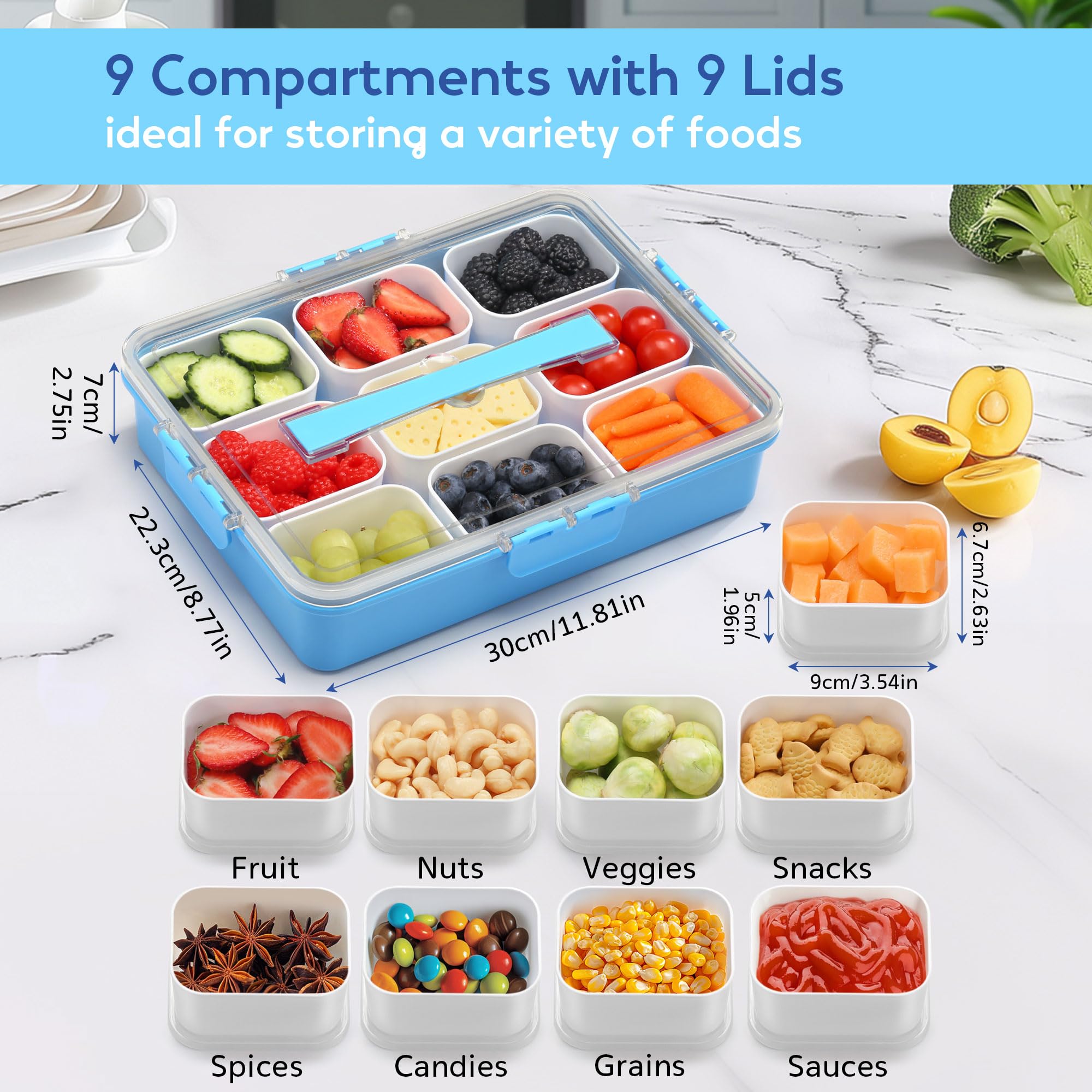 Boîte à fruits secs en bois, 4 à 9 compartiments, plateau de service de fête pour bonbons, noix, bonbons, biscuits, collation multifonction, plateau sectionnel avec couvercle Boîte à fruits secs en bois, 4 à 9 compartiments, plateau de service de fête pour bonbons, noix, bonbons, biscuits, collation multifonction, plateau sectionnel avec couvercle