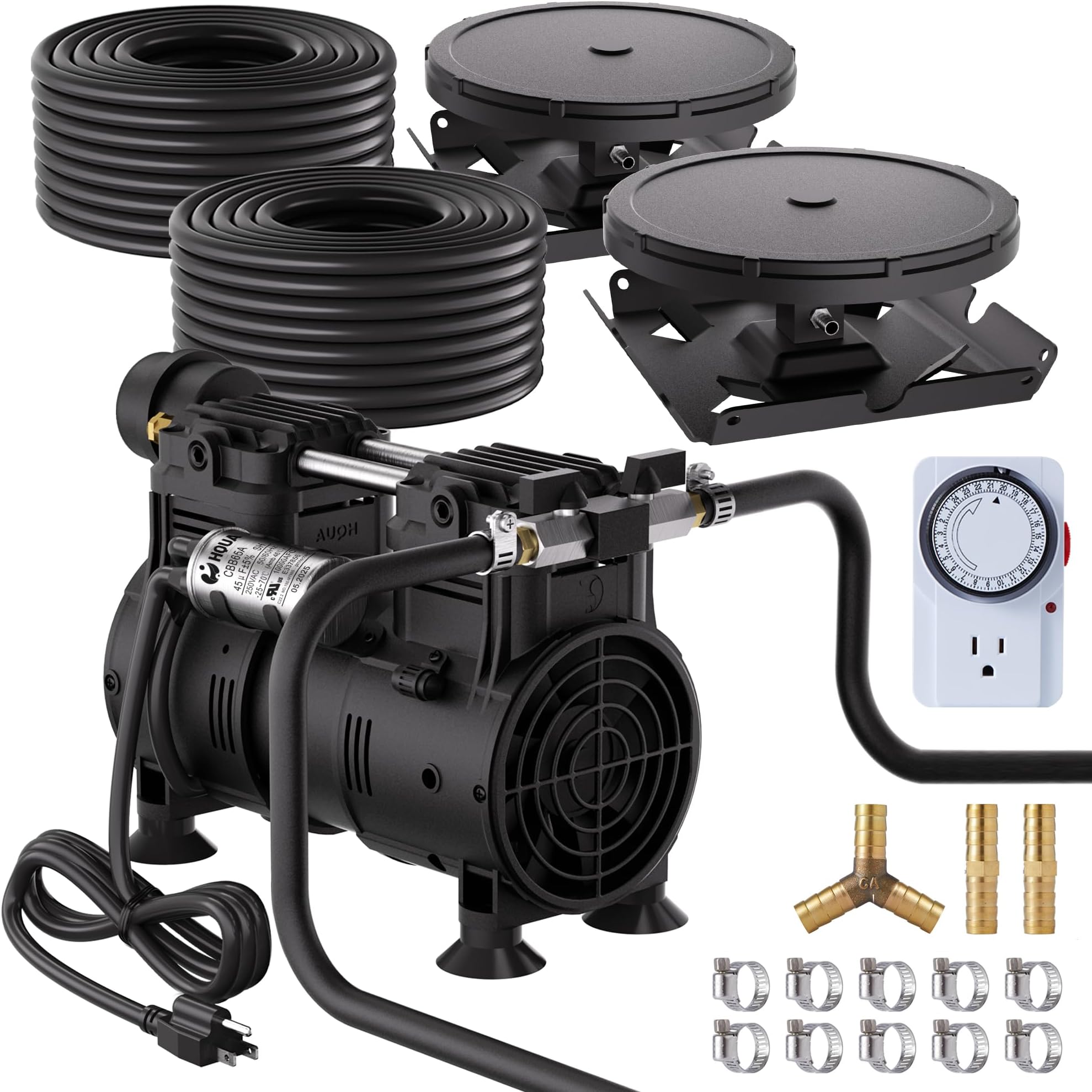 HQUA PAS20 Pond & Lake Aeration System for Up to 3 Acre, 3/4 HP Compressor + ...
