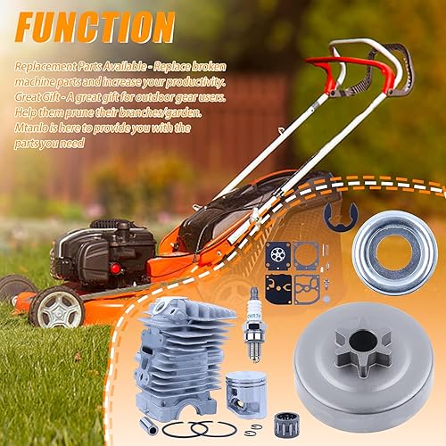 Miniatura 2 de Kit de rodamientos de reparación de carburador para piñón de pistón de cilindro de diámetro grande de 1.575 in para Stihl MS211 MS181 MS171 MS171C