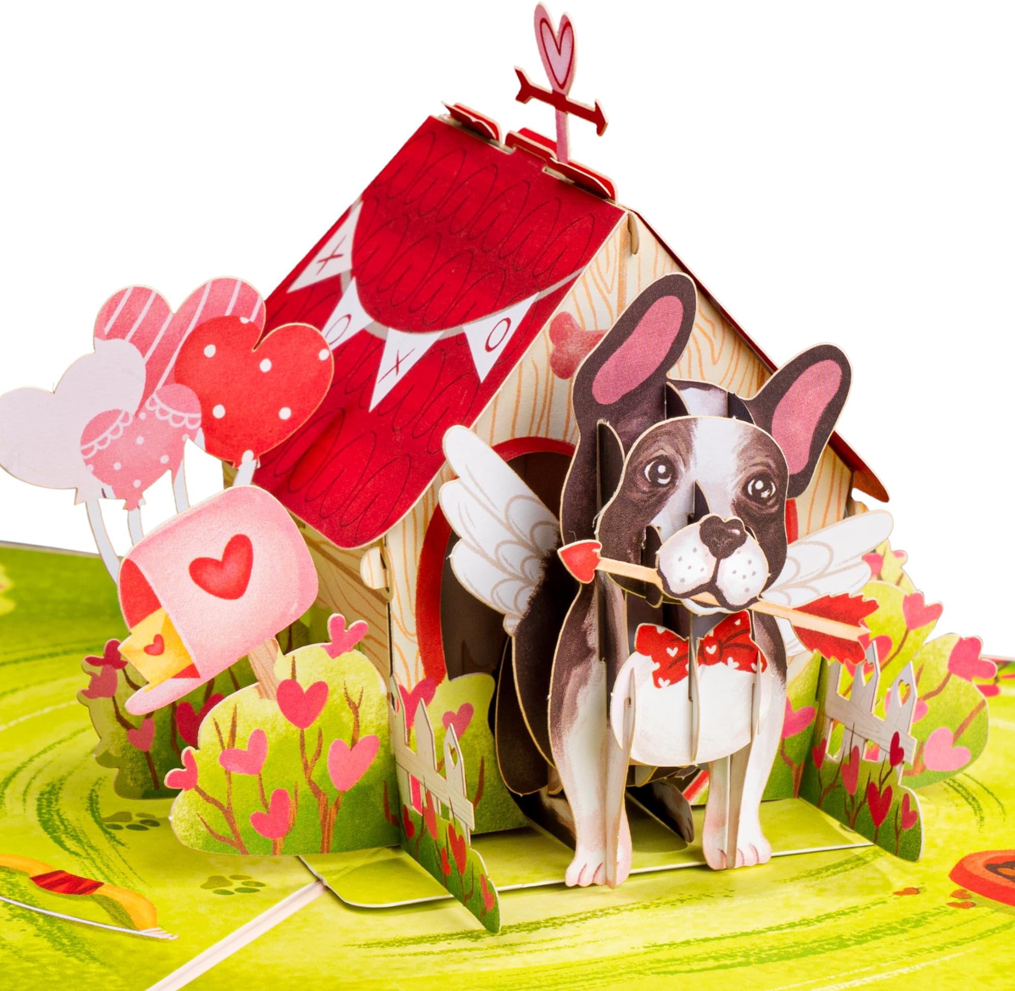 Paper Love 3D Pup's Love Cabin Pop Up Valentine's Day Card, With Detachable Popup Keepsake, Gift for Valentines Day, Birthday, Mothers Day, Wedding, Anniversary, All Occasion - 5" x 7" Cover