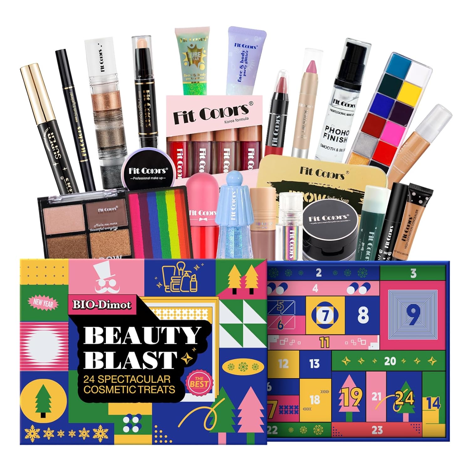 Makeup Advent Calendar Set 24-Day Christmas Countdown Calendar Makeup Set Professional Christmas Cosmetics for Women and Girls All-in-One Makeup Gift Set Surprise Box