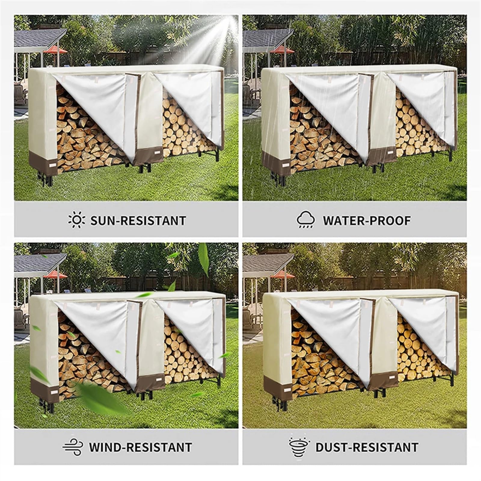 Brandhout Log Rack Cover, 2 Stuks Hout Opslag, Waterdichte PVC Onderdak voor Log Rack, Zware Brandhout Opslag voor Binnen Buiten Open Haard, 26 x 58 Inch