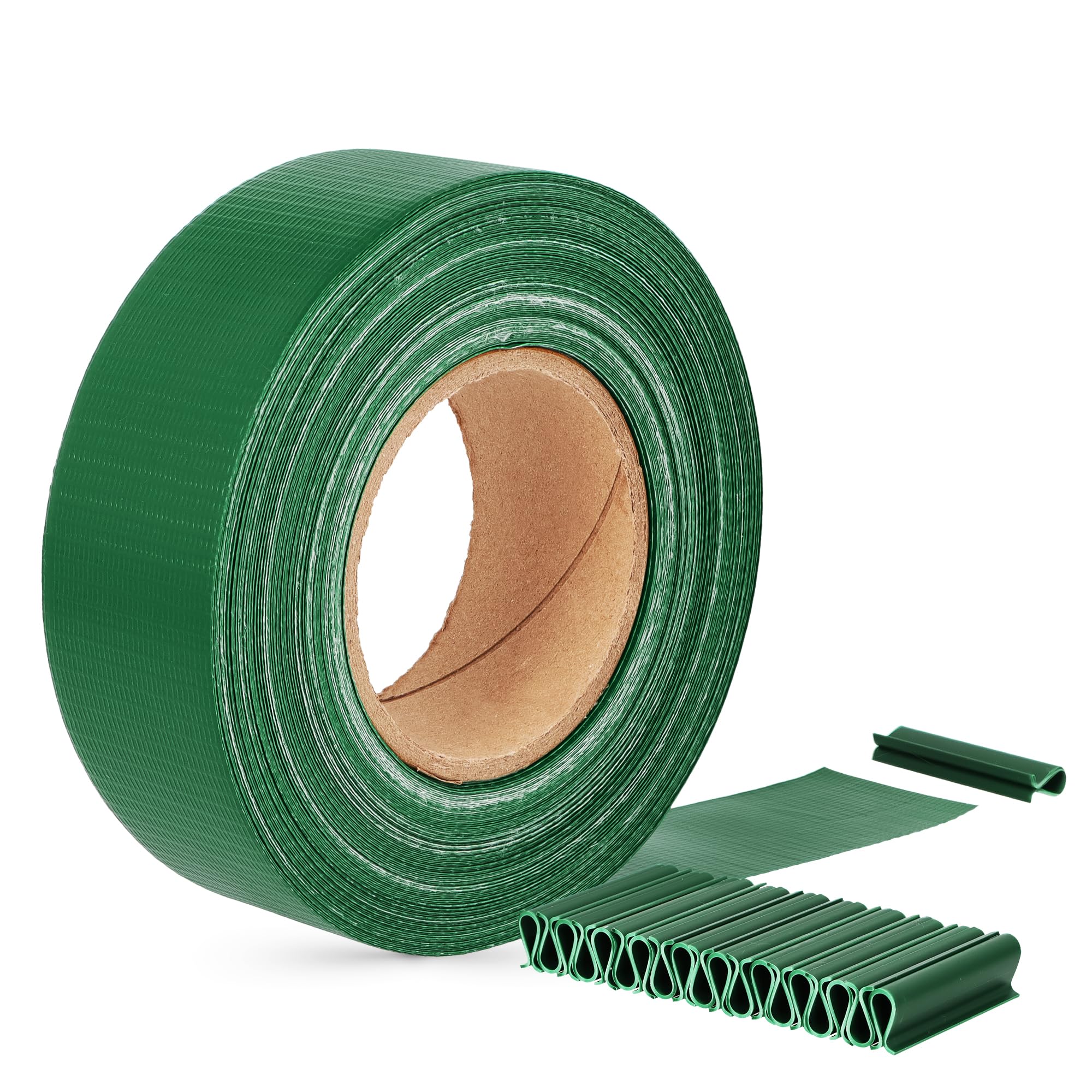 Brise-Vue Occultant 4,75 cm x 140 m Bande Film Clôture Jardin Balcon Double Fil Barreaux 80 Clips Fixation Protection Solaire Contre Vent Intempéries Rouleau