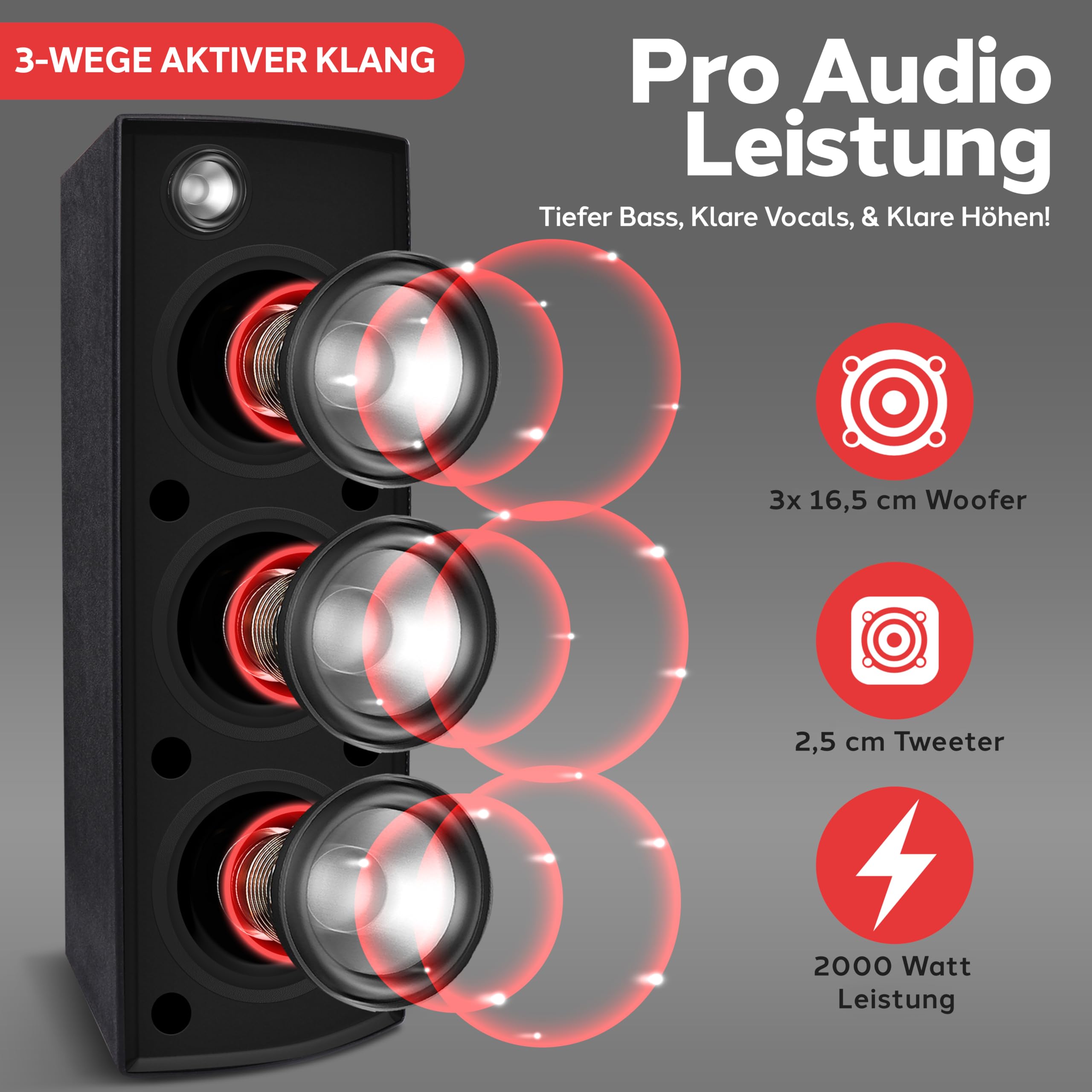 Pyle Tragbares Bluetooth PA-Lautsprechersystem, 3-Wege Aktiver & Passiver Outdoor Bluetooth Lautsprecher Tragbares PA-System mit Mikrofoneingang, Partylichter, FM-Radio -Stativ, Fernbedienung, Schwarz