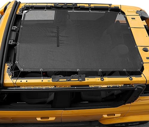Vista 12 de JeCar Parasol de malla para el techo del bikini de longitud completa, accesorios exteriores para Ford Bronco de 4 puertas 2021 2022, color negro