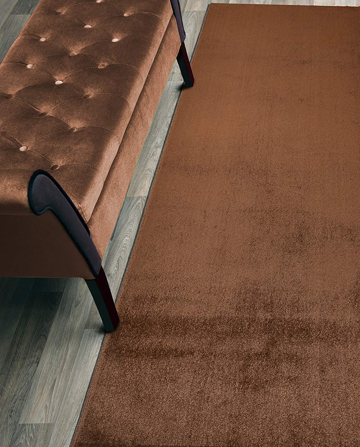 10 ft Long Solid Plain Brown Hallway Kitchen Runner Rug Non-Slip Washable, 26" X 10' Carpet Runner Rugs-Rubber Backed, Custom Size Floor Mat for