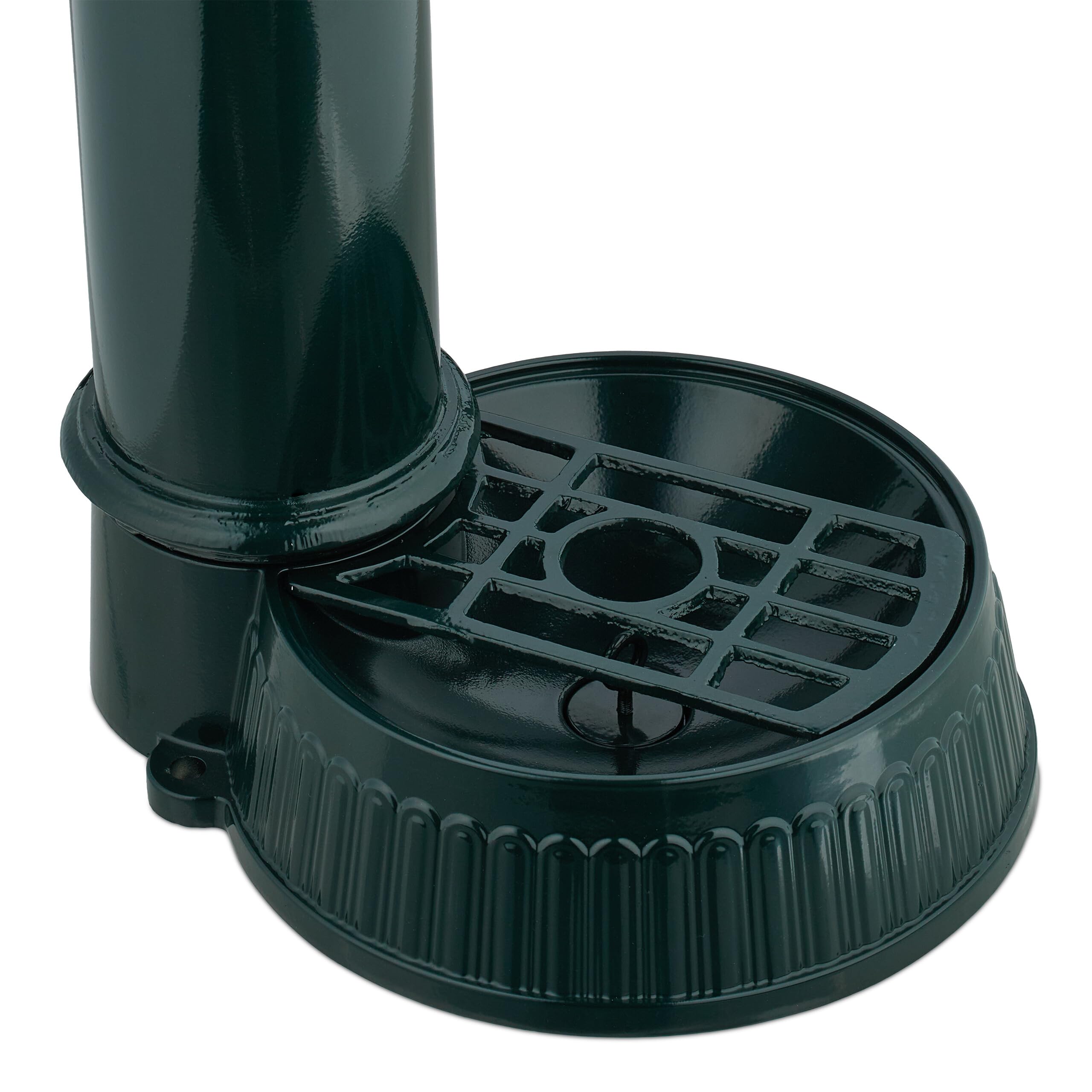 Relaxdays Fuente de Pie Antigua, con Grifo y Lavabo, 83x26x31,5 cm, Bebedero de Jardín, Terraza, Aluminio Fundido, Verde