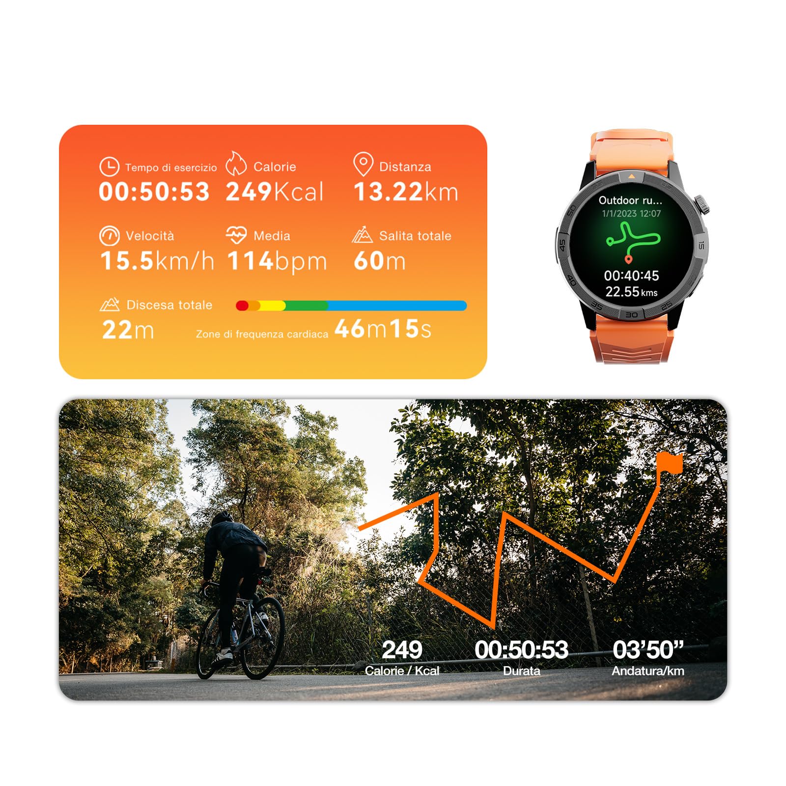 AGM Legion Pro Smartwatch Uomo Militare, Orologio GPS Trekking Rugged con Mappe Offline, 1,43" AMOLED, Chiamate, MIL-STD-810H, 5ATM Impermeabile, Fitness, 2 Cinturini