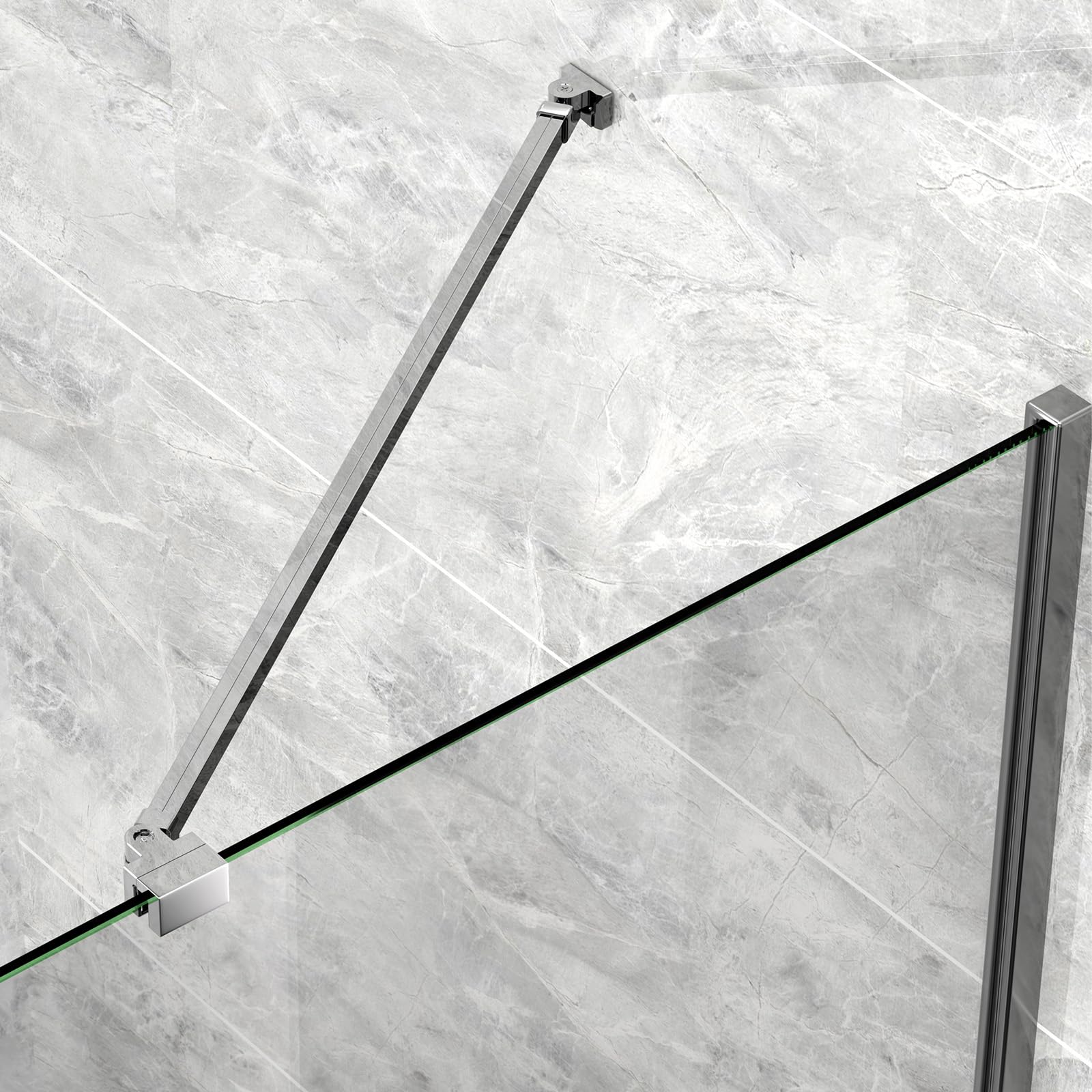S'AFIELINA Wall to Glass Shower Screen Support Bar 50 cm — Chrome Zinc Alloy Stabiliser Bar with 180° Rotating Joint for 6–8 mm Glass, Side Mount for Shower Enclosures & Partitions(2 Pack)