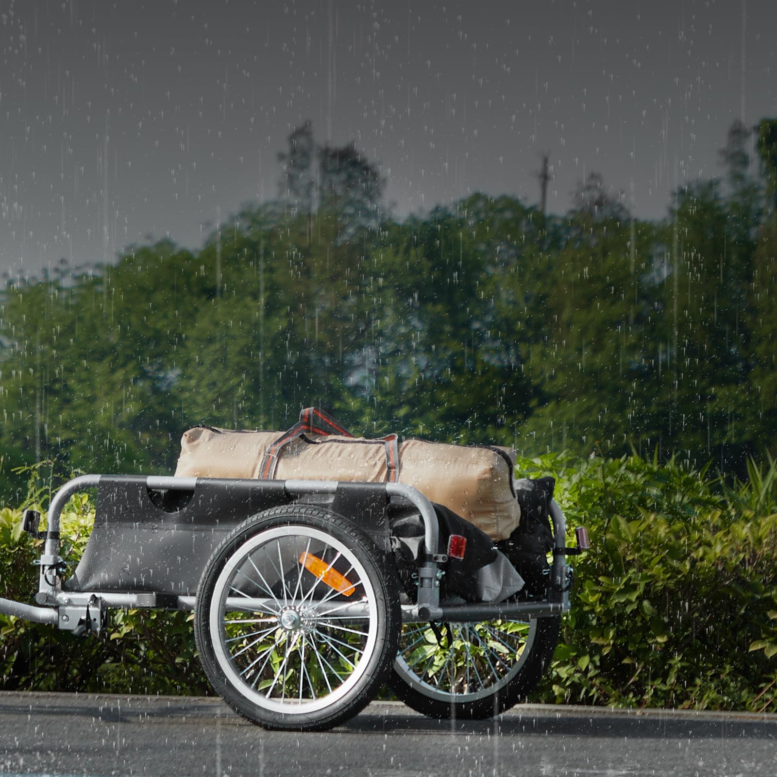 VEVOR Fahrrad-Lastenanhänger, 88/100/72,6 kg Tragfähigkeit, robuster Fahrradwagen, zusammenklappbar, kompakt, mit Universalkupplung