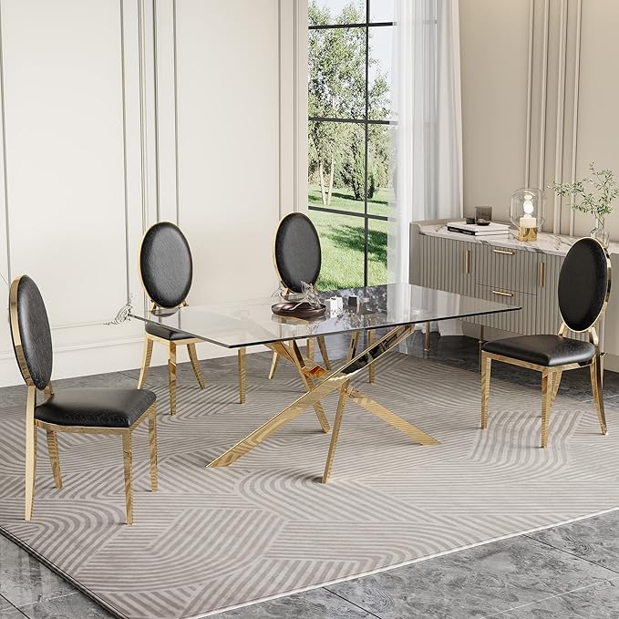 Pvillez Contemporary Glass Dining Table for 6 People, 51