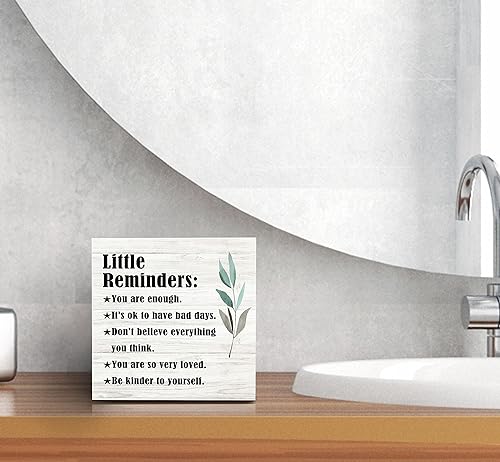 Miniatura 6 de SRADMO Letrero de madera inspirador Little Reminders, decoración de escritorio inspiradora, decoración de escritorio motivacional para universidad,