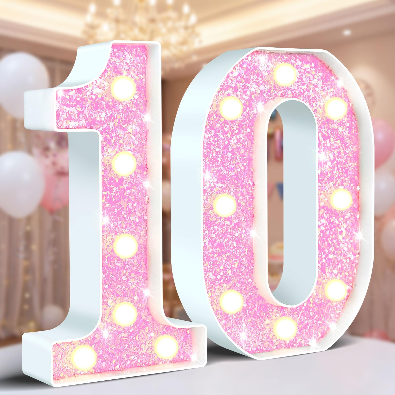 Ledido LED Light Up Marquee Numbers Sign - Cool & Warm Light up Numbers for 40th Birthday Decorations, LED Number Lights for Wedding Anniversary Grad Home Bedroom Table Wall Party Decor, Number 40 — view 84