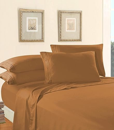 Vista 25 de Elegance Linen® - Juego de sábanas de 4 piezas, resistente a las arrugas, 1500 hilos, ultrasuaves, esquinas tipo bolsillos profundos de hasta 16