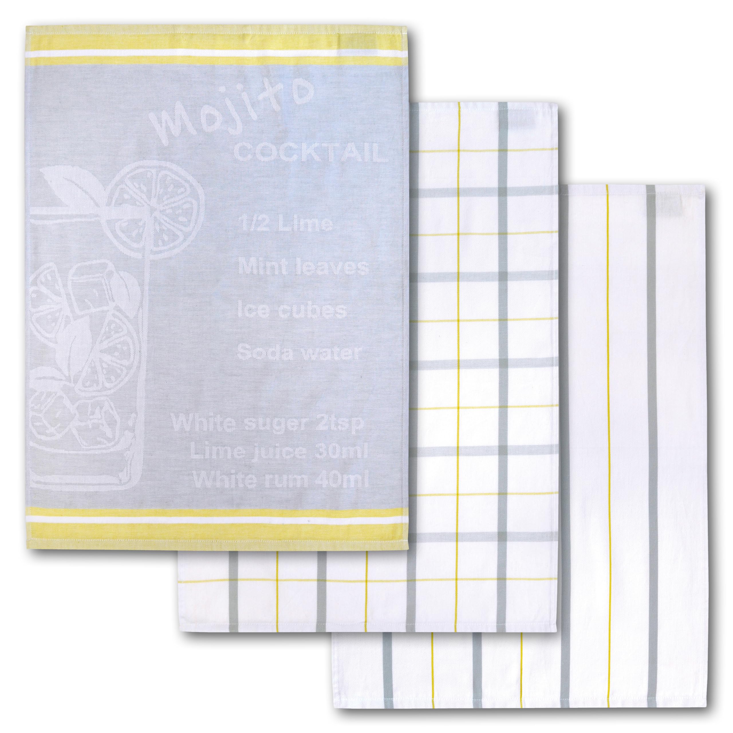 Torchon de cuisine 100% coton Dyckhoff lot de 3 essuie-mains lavables 50x70