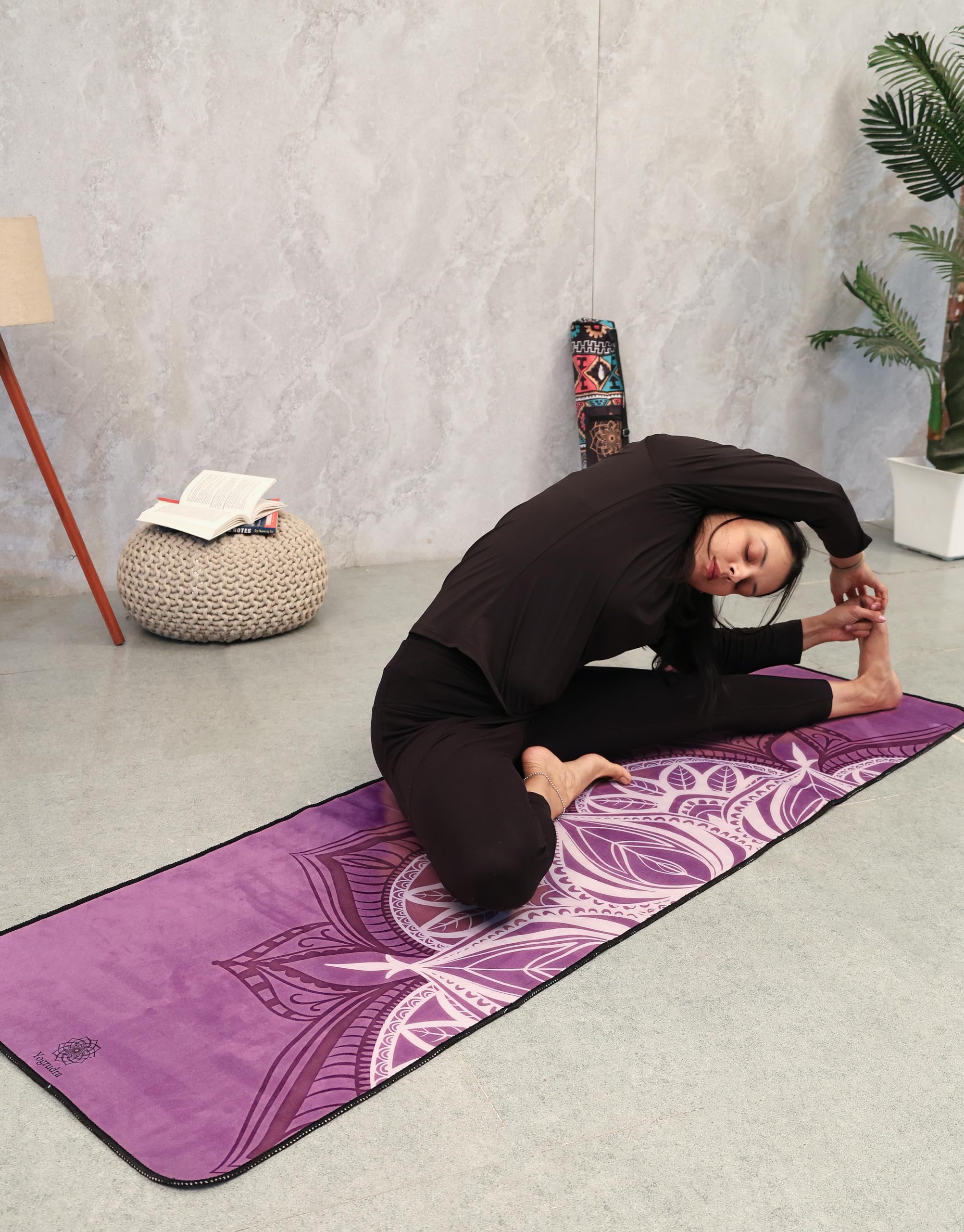 Premium Printed Extra Thick Non Slip Exercise & Fitness Mat for All Types of Yoga, Pilates & Floor Workouts | 24 X 68 Inches | Yellow Color |-image-8