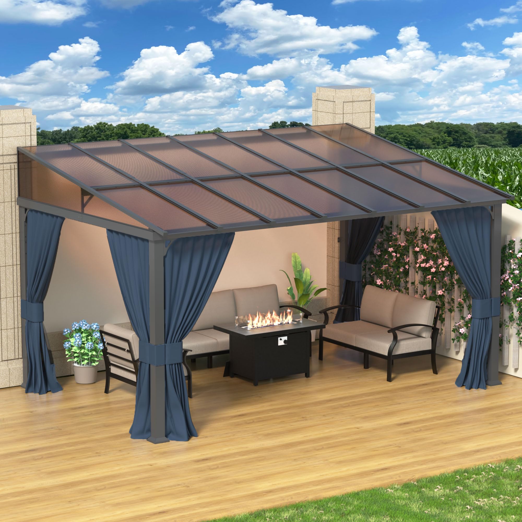 Amazon.com : RTDTD 10' x 14' Gazebo，Hard Top Lean to Gazebo Wall
