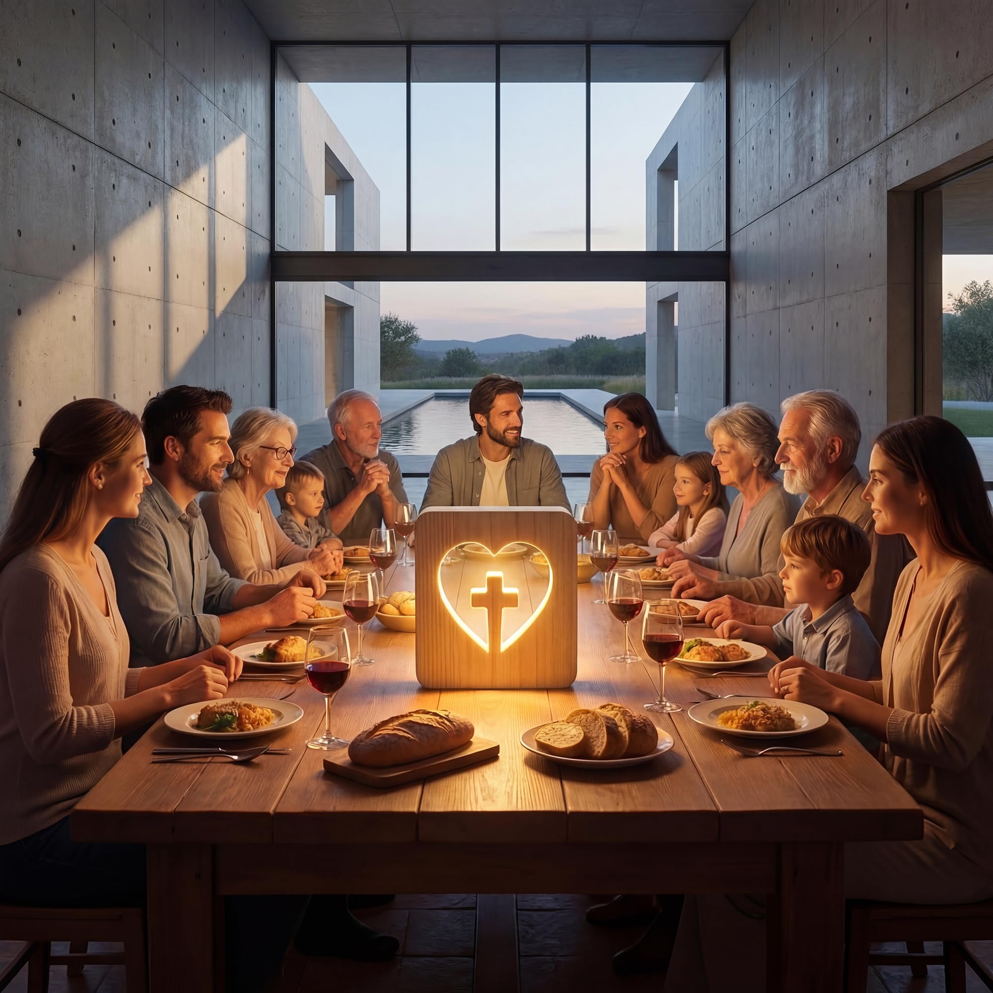 Lámpara de Mesa Cruz Madera – Luz de Noche Infantil Quitamiedos LED Cálida – Lámpara Cubo Cuadrada Decoración Religiosa Moderna – Regalo Original Primera Comunión Niña y Niño, Bautizo y Bebé