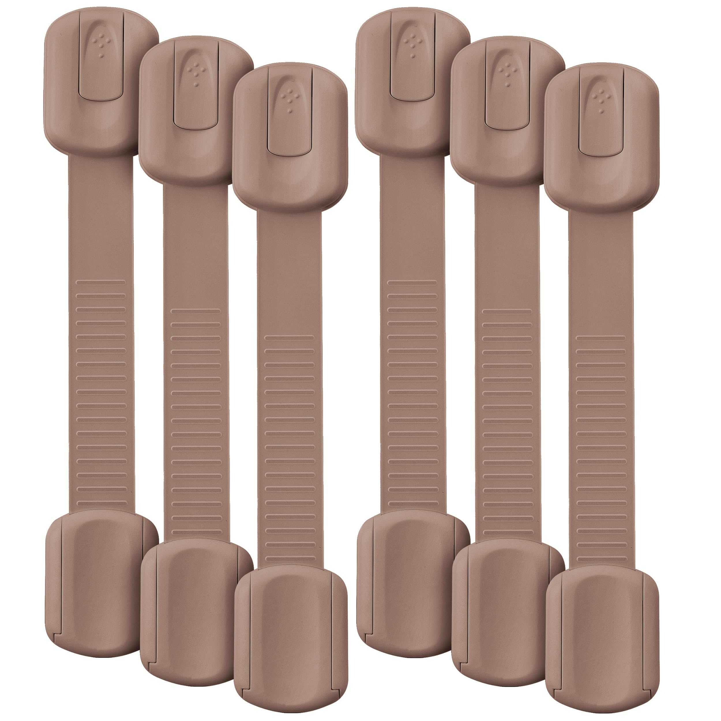 Bates- Child Safety Strap Locks, 6 Pack, Warm Earthy, Baby Cabinet Locks with Adjustable Strap Length