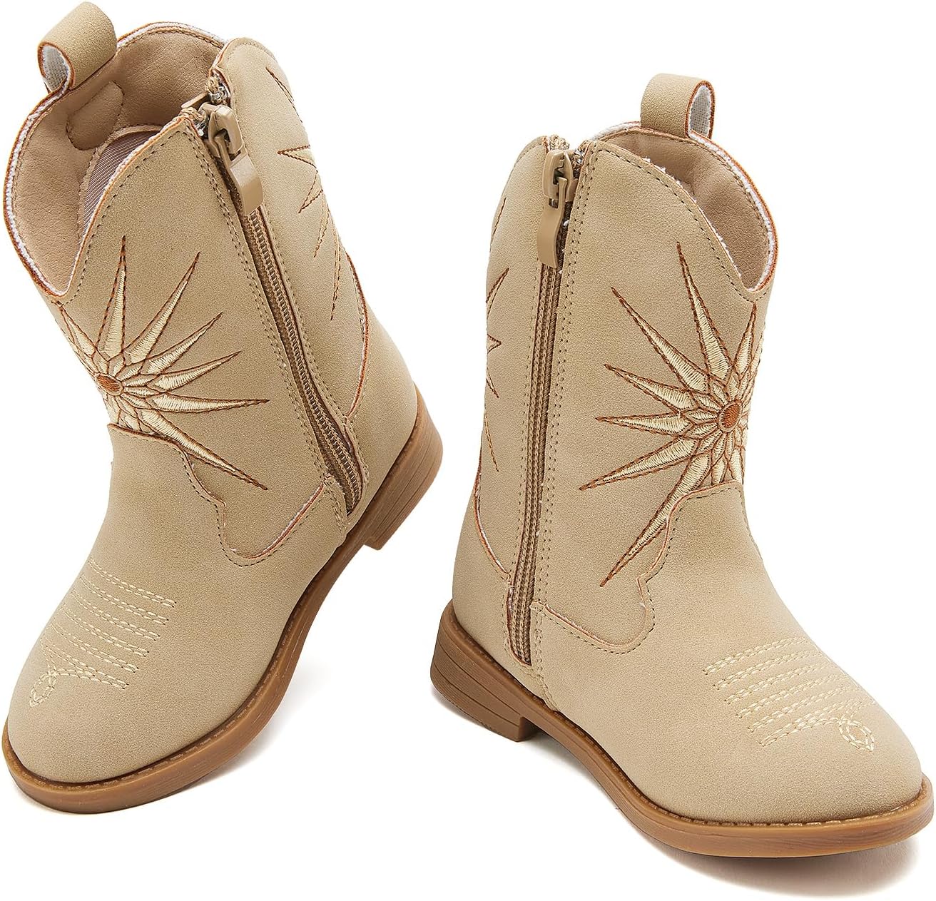 BMCiTYBM Toddler Girls Cowboy Cowgirl Boots Little Kids Pointed Toe Western Boots Mid Calf Side Zipper Riding Shoes for All Seasons (Toddler/Little Kid)