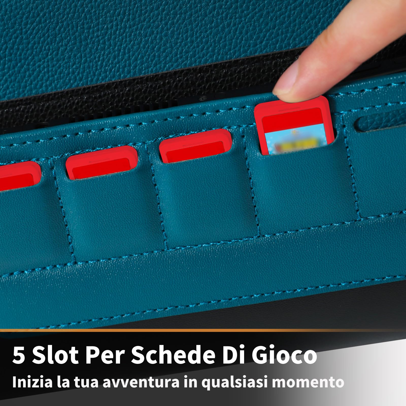 PALPOW Custodia da Trasporto Sottile in PU per Nintendo Switch 2 - Borsa Portaoggetti da Viaggio per Videogiocatori e Adolescenti - Custodia Antishock Carina con 5 Slot per Schede di Gioco
