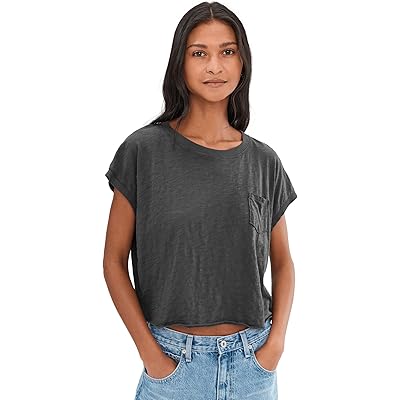 Mod-o-doc Short Dolman Sleeve Step Hem Tee washed ebony