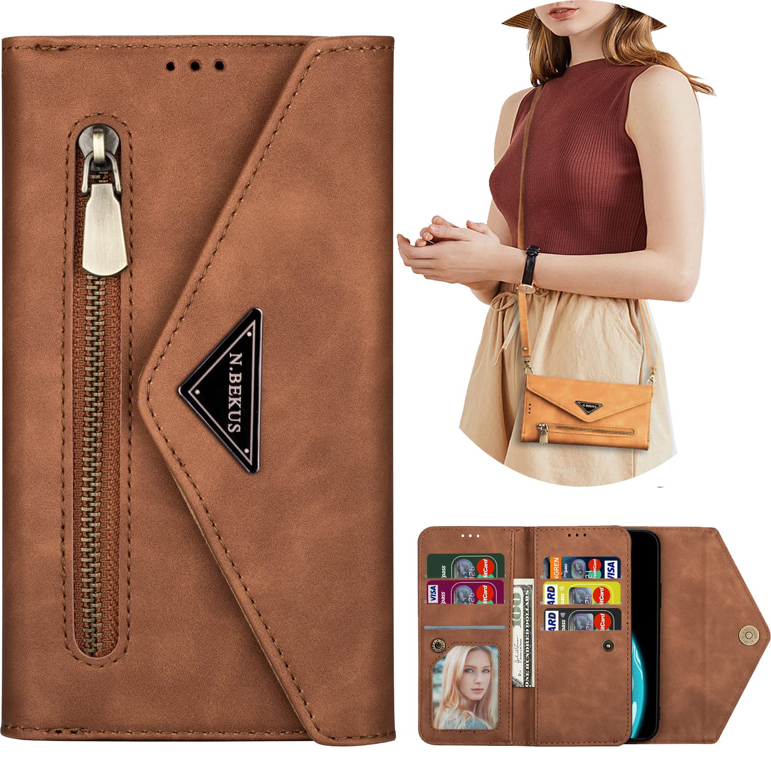 CCSamll Wallet Case for Samsung Galaxy A13 5G (Not 4G), Galaxy A04s Case, Crossbody Neck Strap Lanyard Purse Handbag Shoulder Strap Cover Phone Case