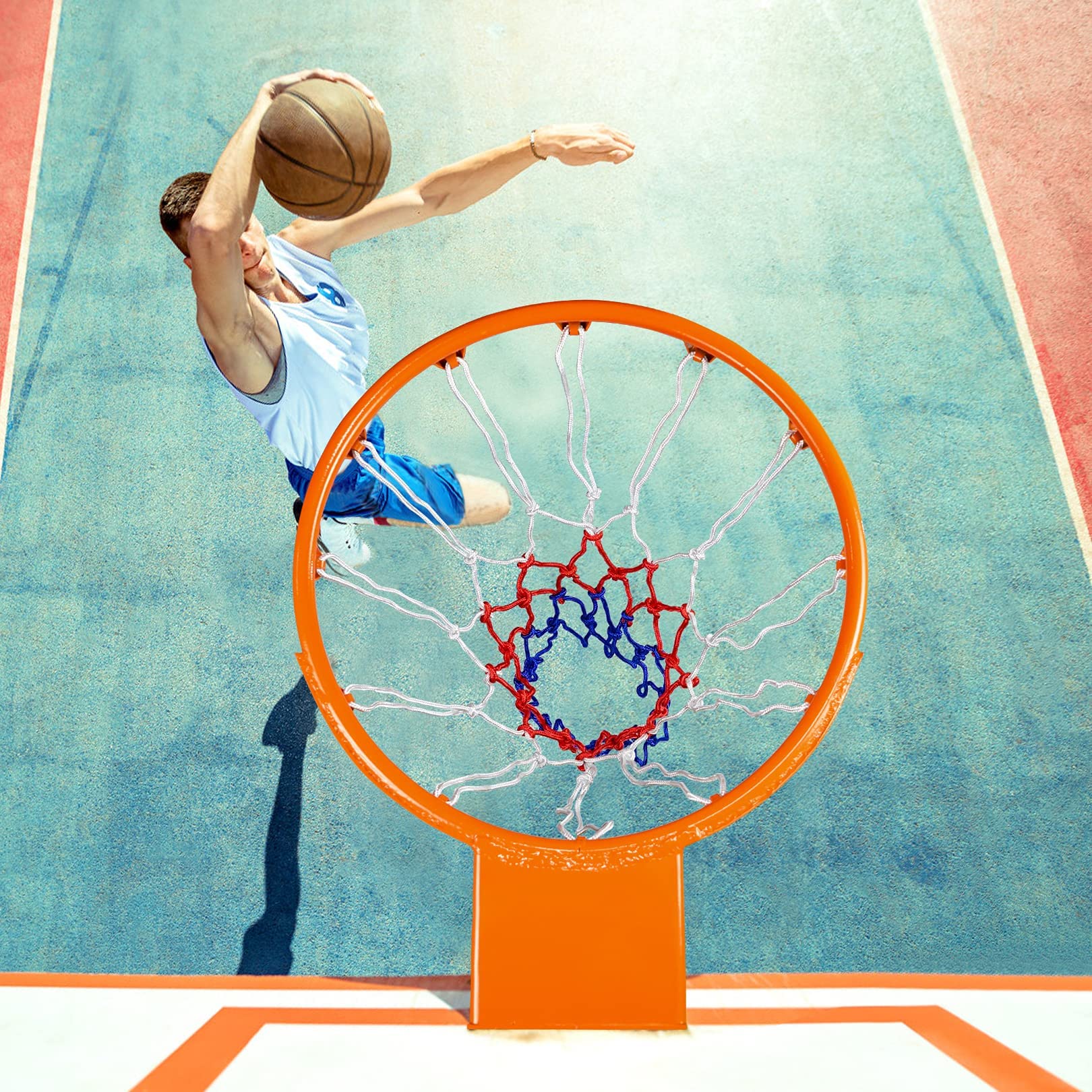 Aoneky Canestro da Basket da Muro Φ45 cm, Anello in Acciaio Massiccio da 18mm, Tabellone per Allenamento di Basket Interno e Esterno
