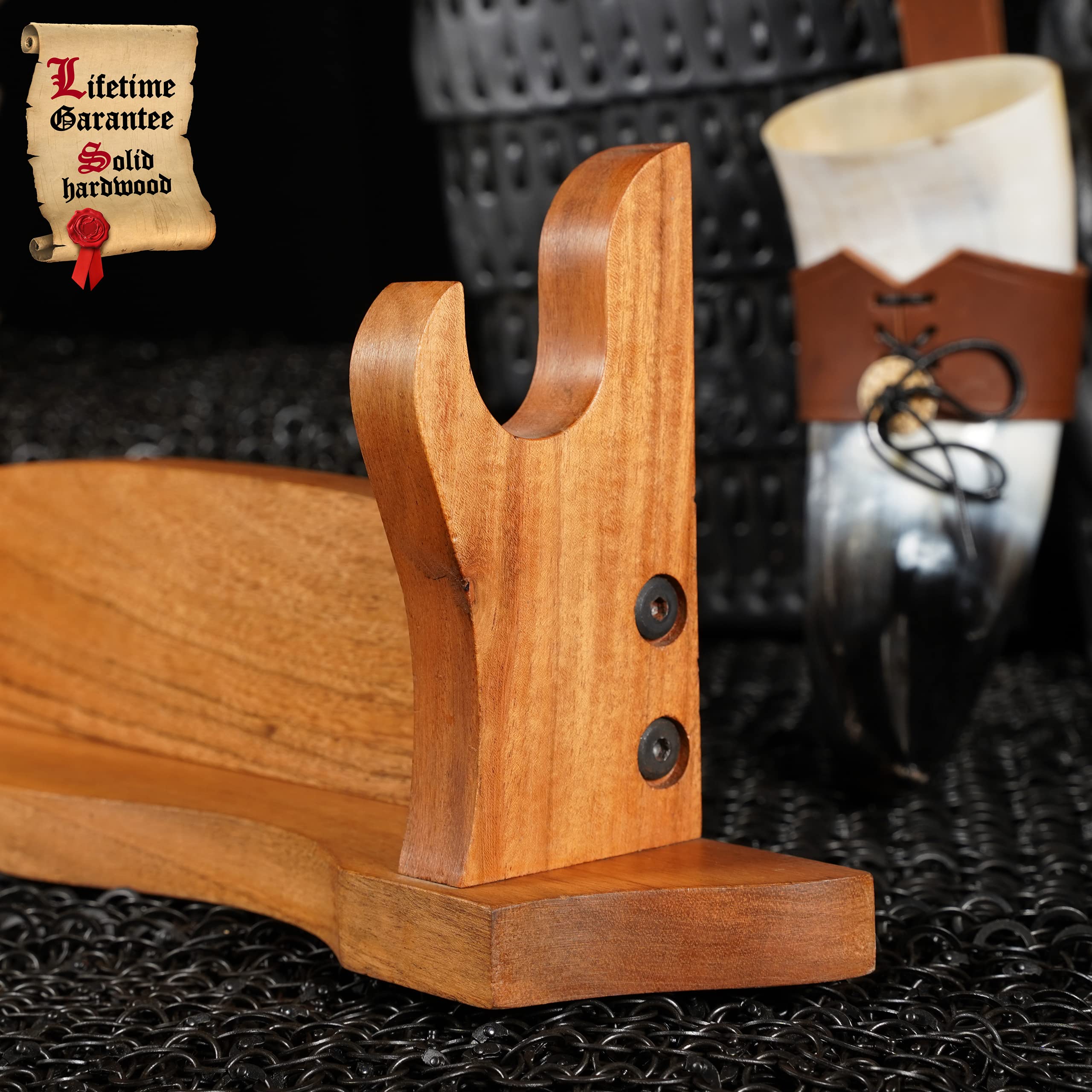 Mythrojan Solid Wood Sword Stand Medieval Sword Wall Mount Samurai Sword Display Stand Katana