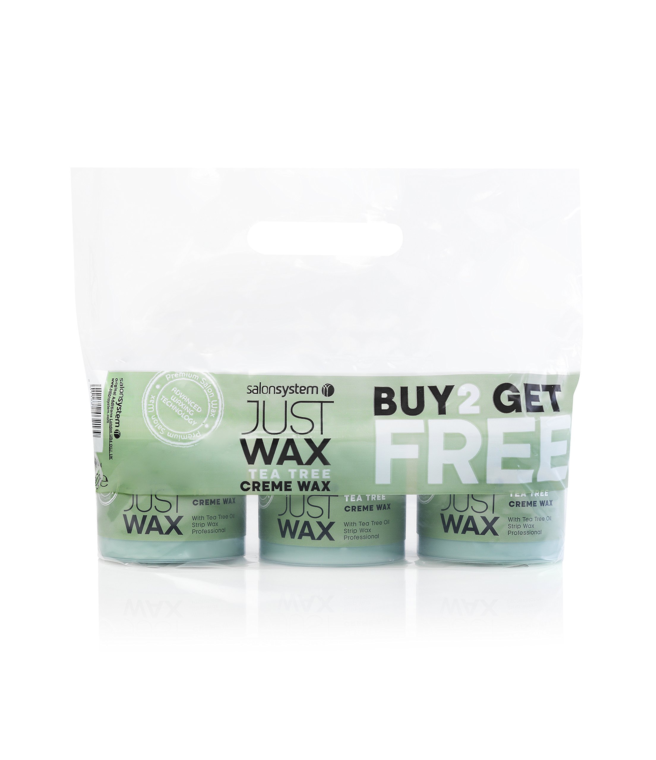 Salon System Just Tea Tree Creme Wax - 3 for 2 and Deo Fine Paper Strips (100)