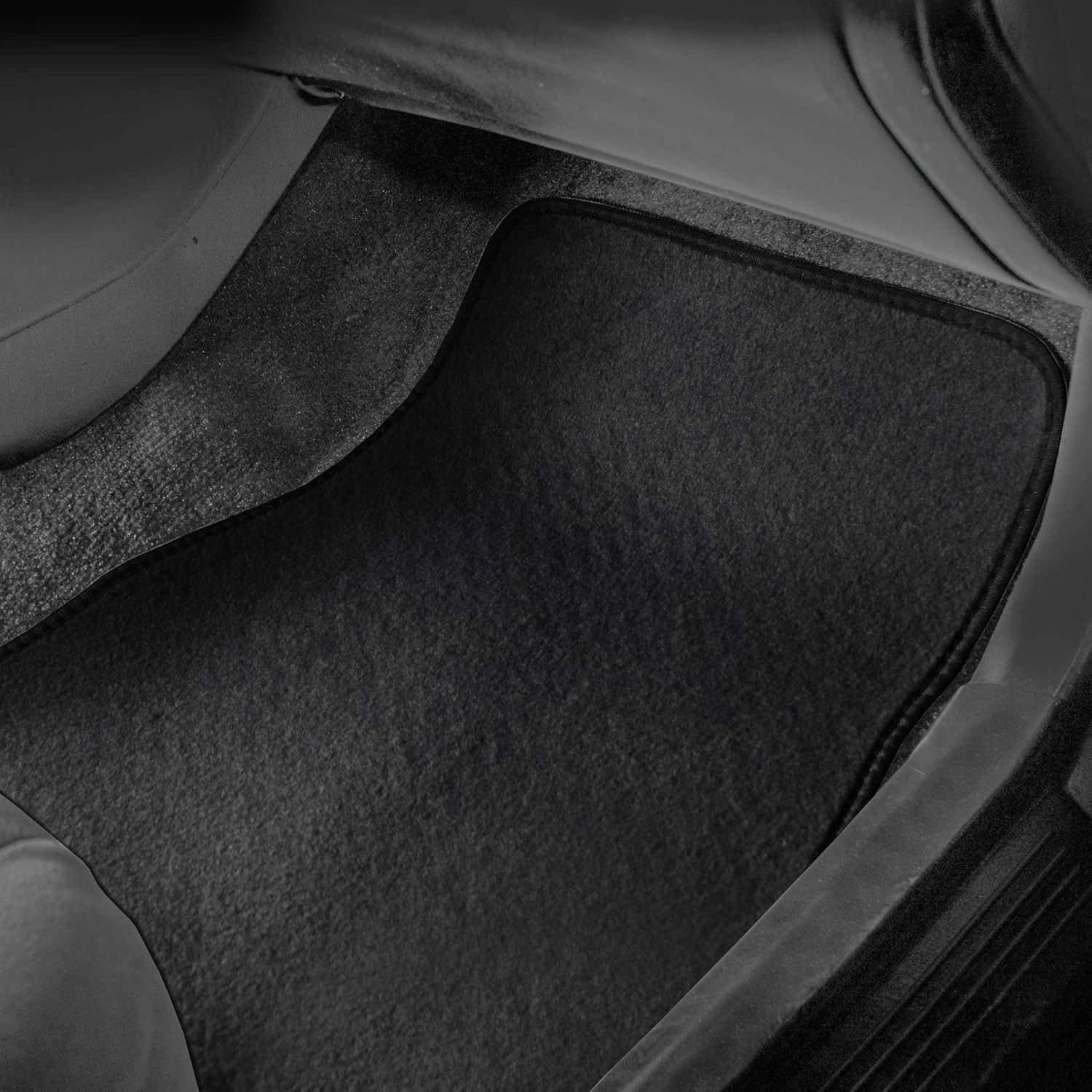 FH Group Car Floor Mats - Universal Fit Automotive Combo Small Car Seat Cover Design Floor Mats Black Carpet Protector Floor Mats for Cars, All Purpose Floor Mats for Most Sedan, SUV and Truck