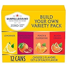 Sanpellegrino Zero Grams Added Sugar Italian Sparkling Drinks, Sparkling Fruit Beverage, Made with Natural Flavors, Build Your Own Variety Pack, 12-Pack