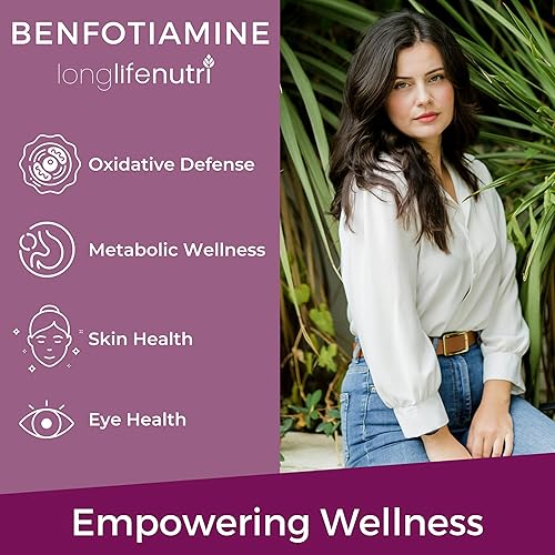 Miniatura 4 de Benfotiamina ultra potente de 300 mg por cápsula, 180 cápsulas vegetales – Vitamina B1 mejorada para un apoyo óptimo de nervios y circulación –