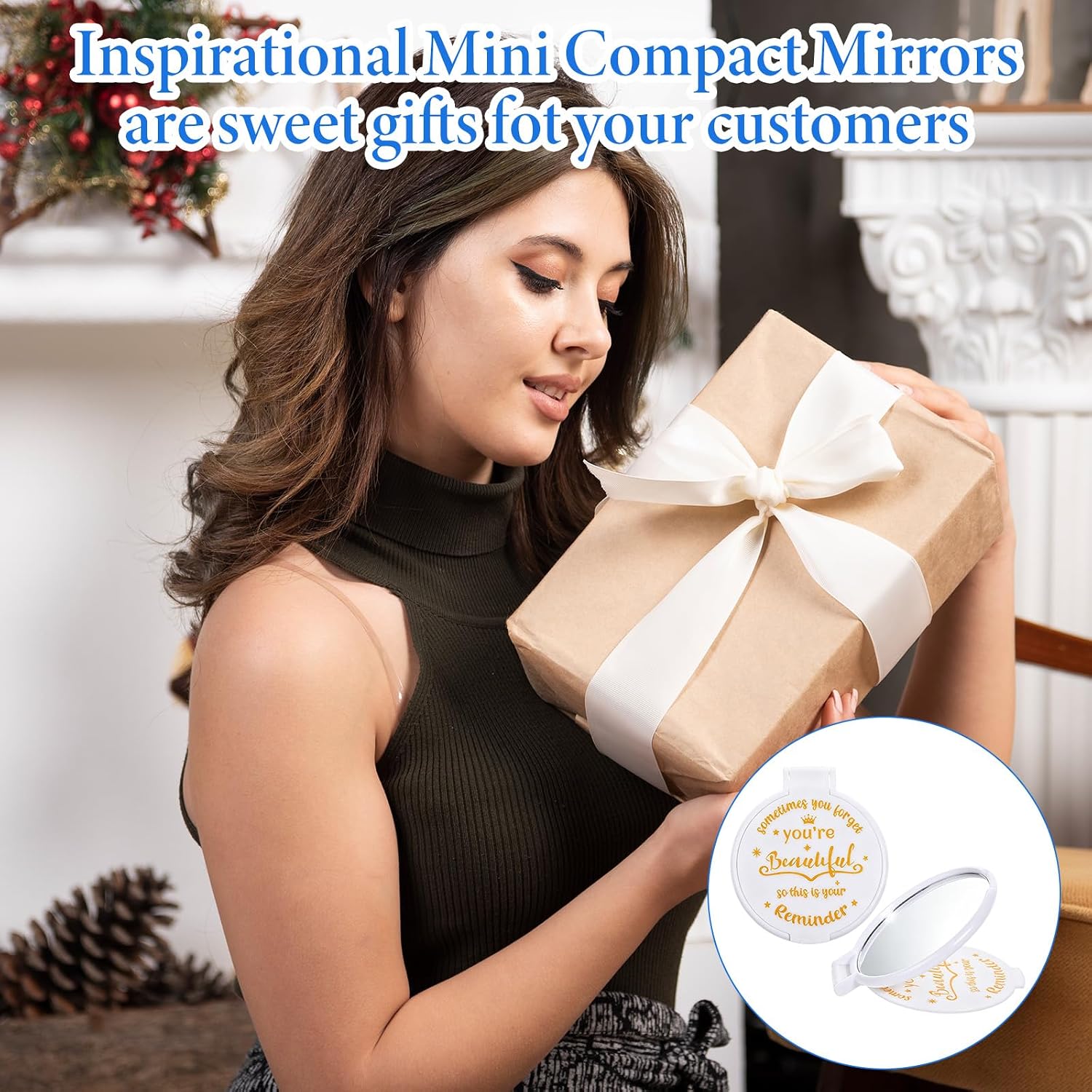 100 Pcs Compact Mirror Bulk Inspirational Small Pocket Mirrors