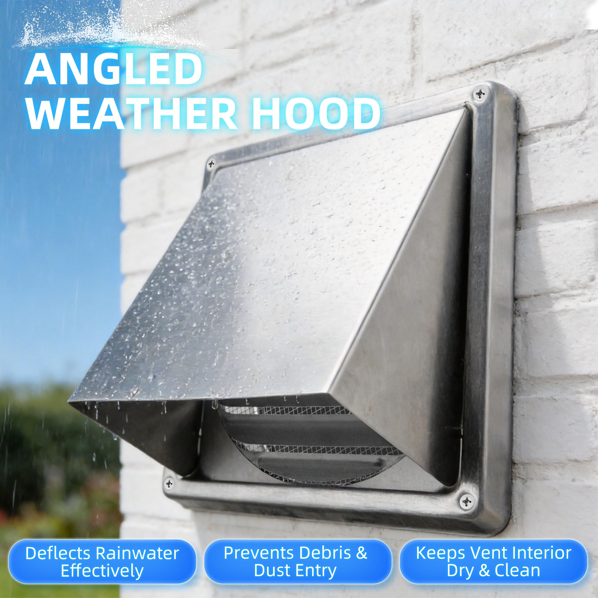 Griglia di Ventilazione 100mm Inox in Acciaio Griglia Aerazione con Rete per Insetti Coperchio di Ventilazione per Cappa di Scaricoper Cappe Aspiranti Asciugatrici Cucine Bagni Antiruggine