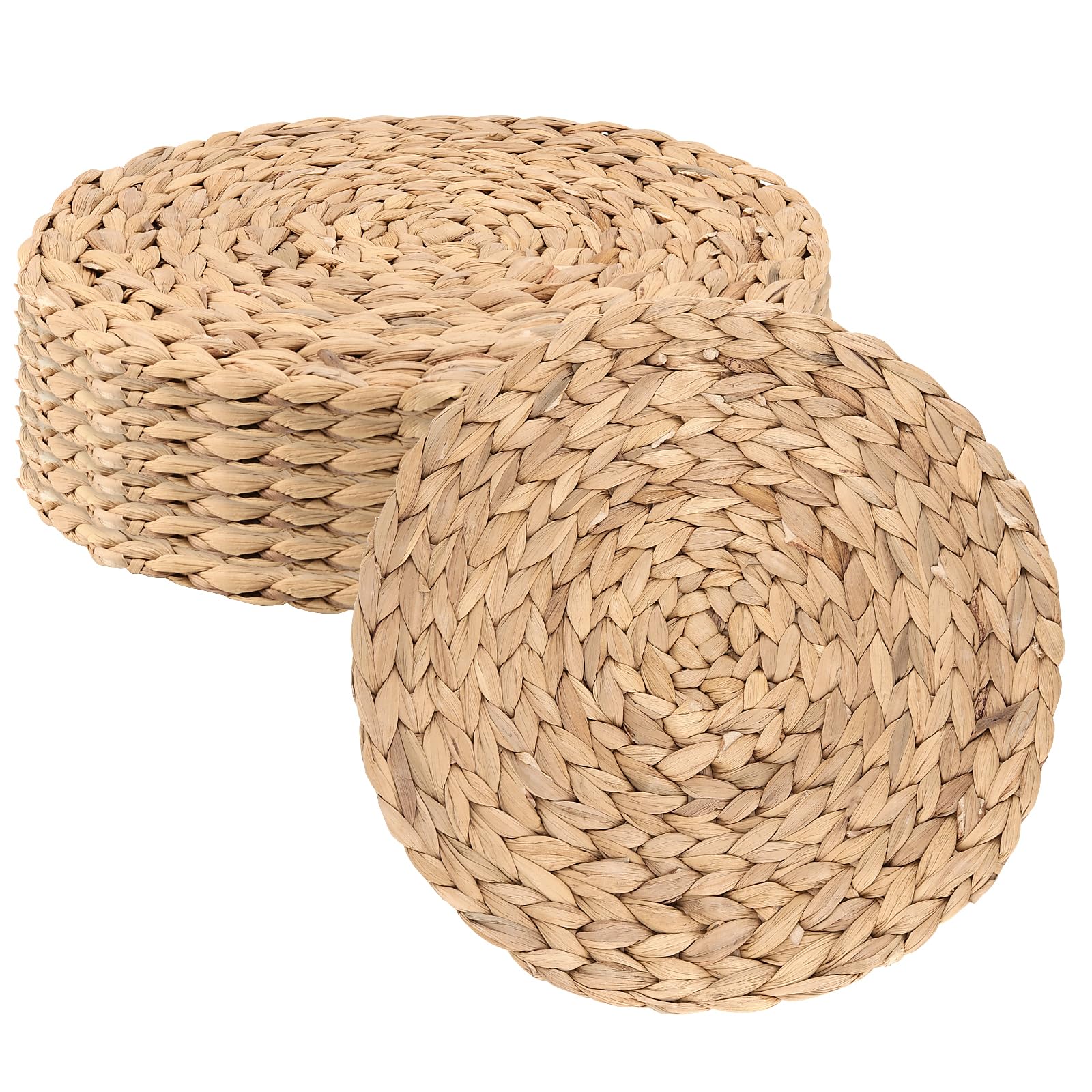 Lot de 8 Sets de Table Ronds tissés en Jacinthe d'eau Naturelle résistante à la Chaleur 30 cm