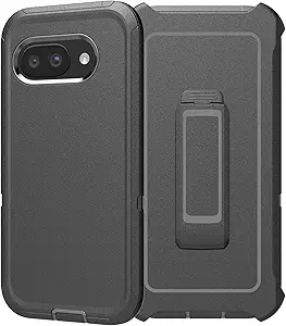 Defender Series Case for Google Pixel 9A，Rugged & Durable,Military Grade Shockproof Secure Layered, with Port Protection, Includes Holster Clip Kickstand for Pixel 9A 6.3”-Black
