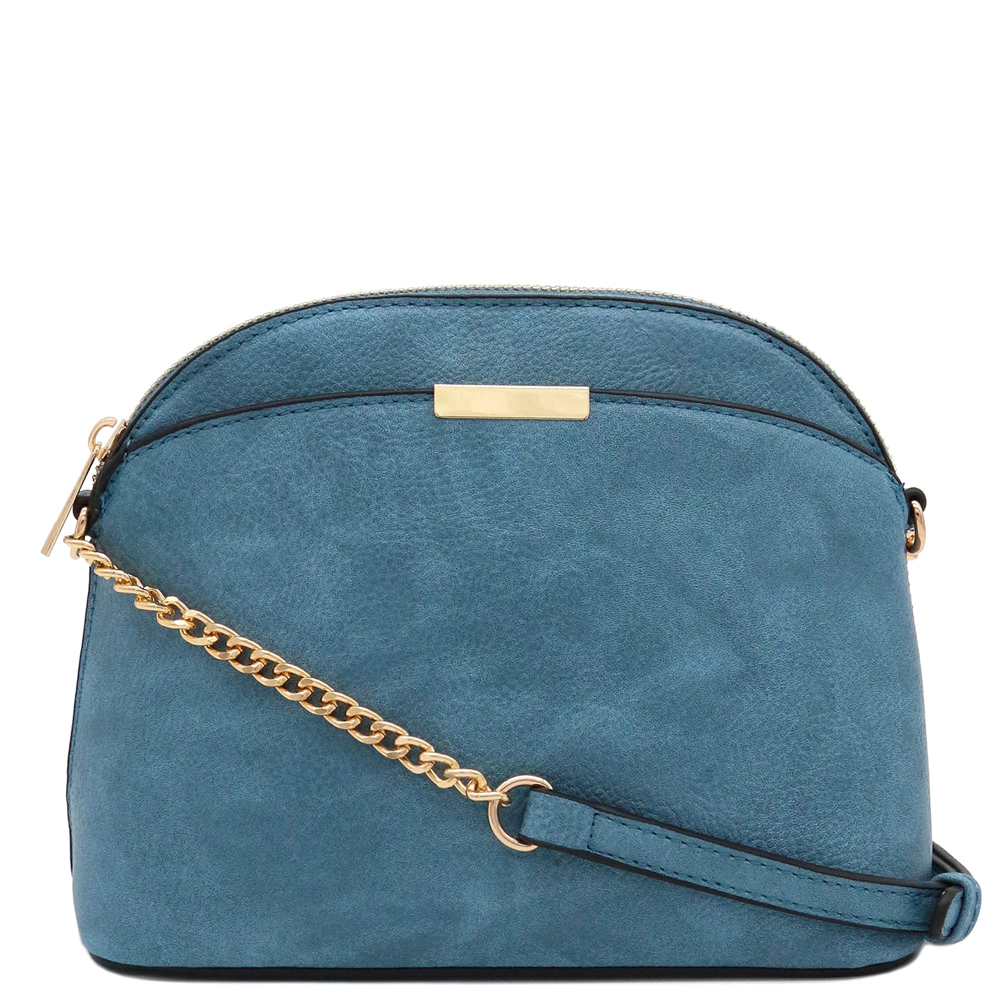 FashionPuzzle Faux Leather Small Dome Crossbody Bag with Chain Strap