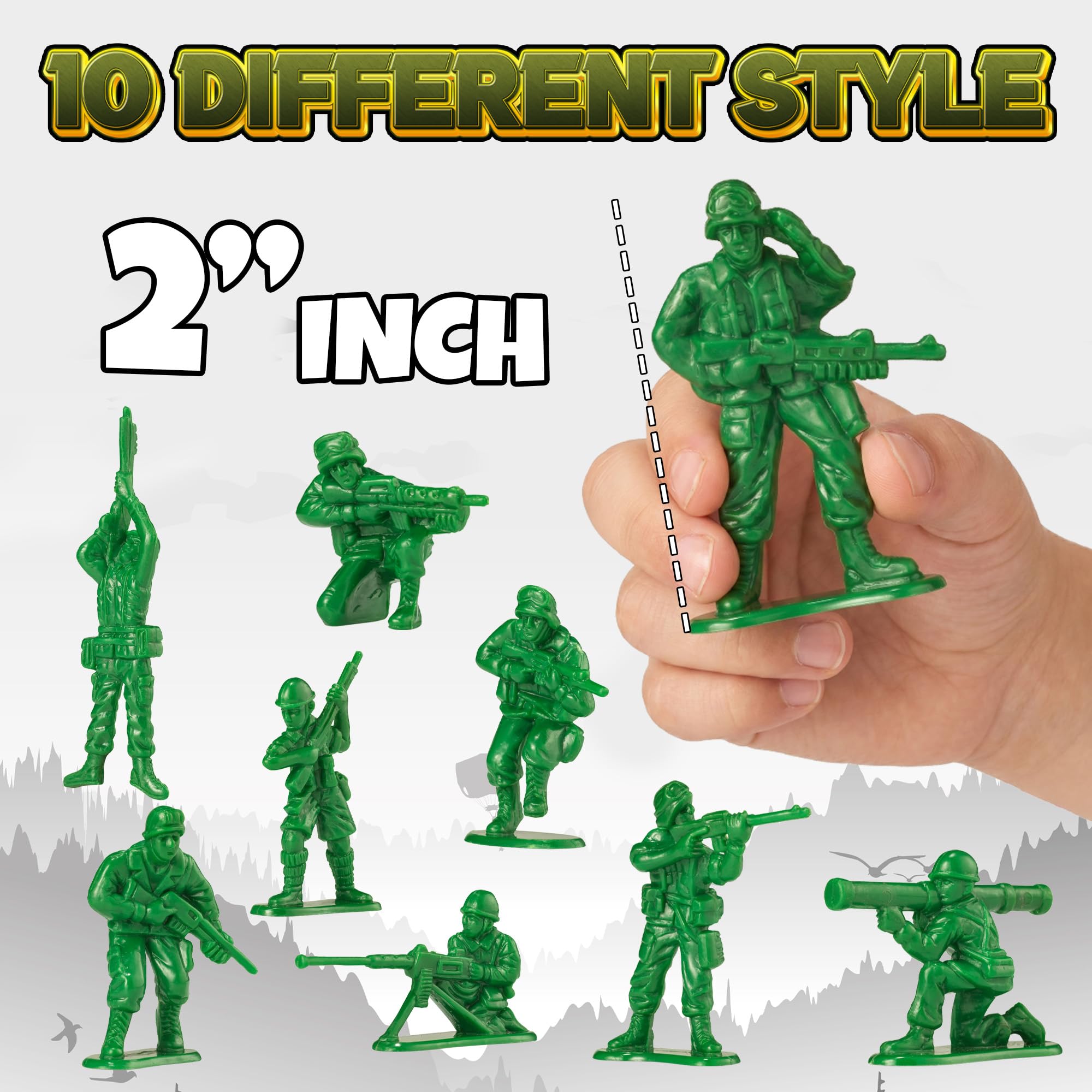 Green Army Men Toy Soldiers (confezione da 108) Action Figure militari per