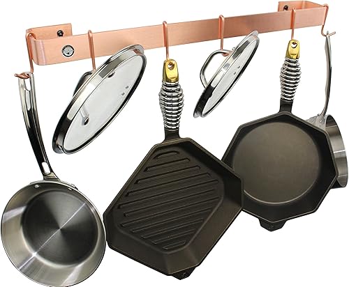 Miniatura 6 de Enclume, Estante de pared de barra de utensilios hecho a mano de cobre cepillado de 30 pulgadas (WR2 SCP)