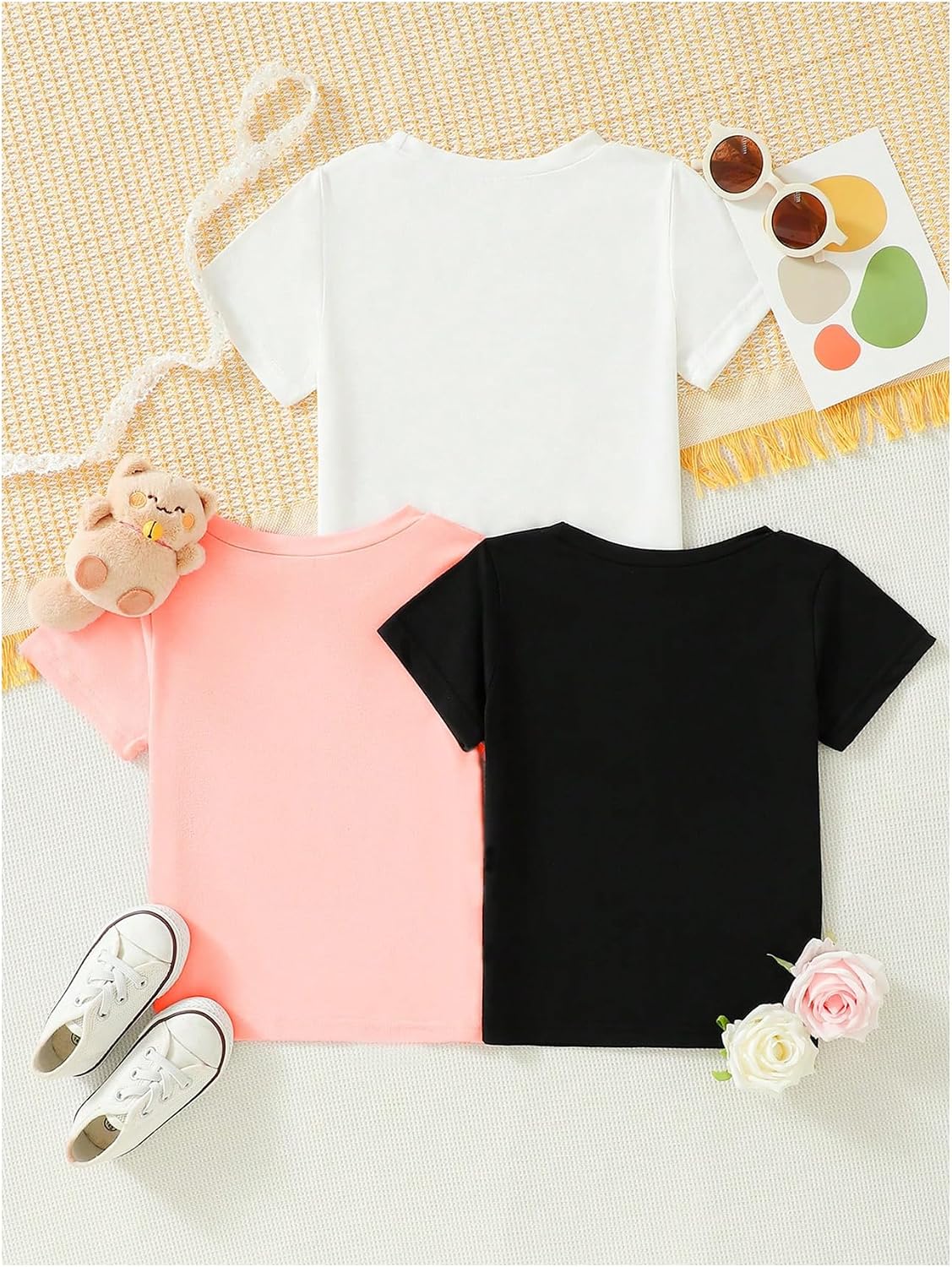SOLY HUX Toddler Girl's Graphic tees Short Sleeve Crew Neck t Shirt Casual Summer tee Tops 4 Piece Set