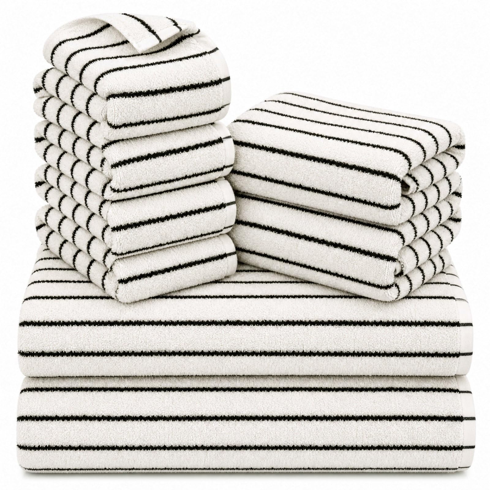 Photo 1 of CrystalSylara 8-Piece Striped Cotton Towel Set