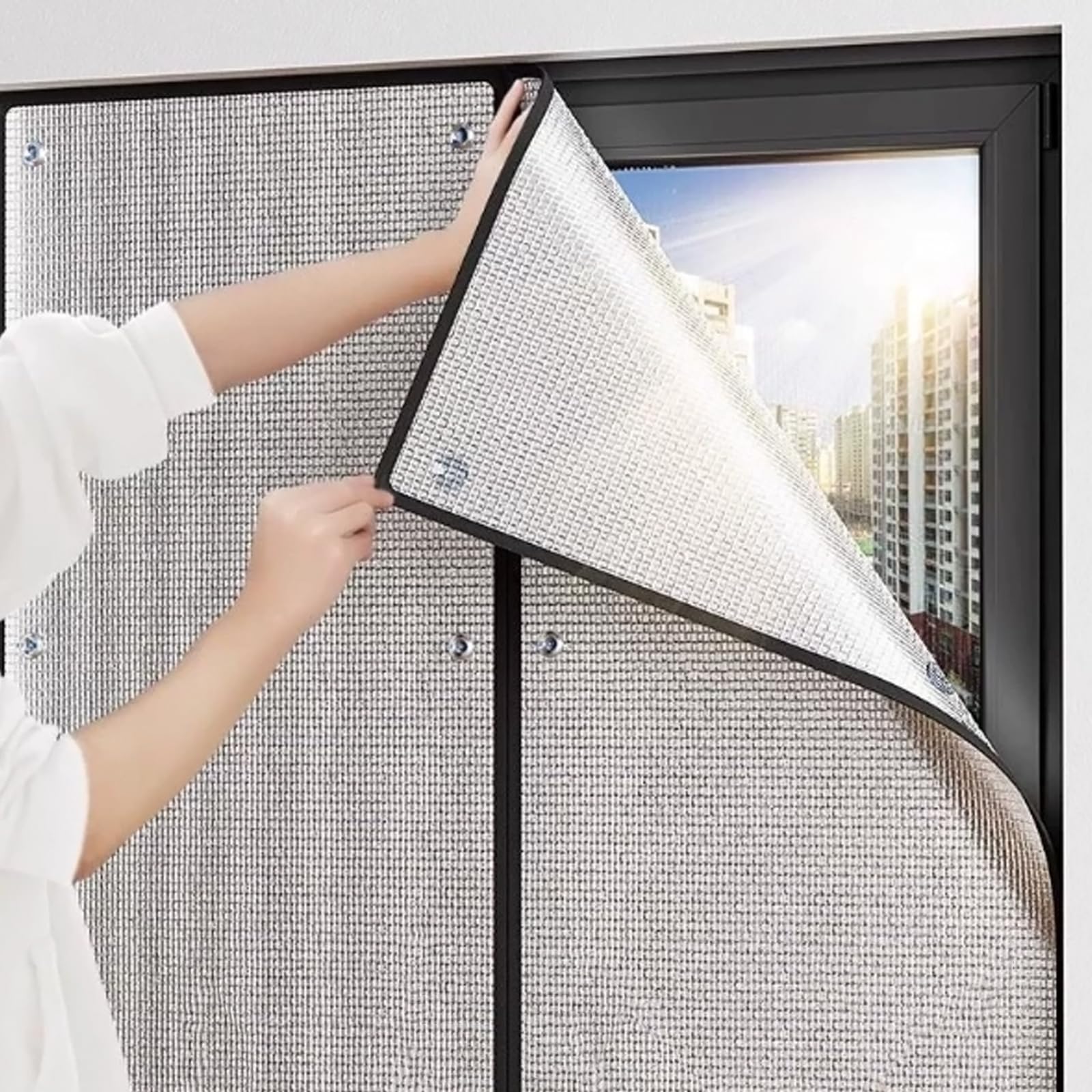 Total Blackout Window Film,Thermal Insulation Reflective Film for Home,9mm Aluminum Foil Heat Control Glass Tint Sticker,Sun Room Sun Visor Window Shading Cloth,No Glue (120x150cm)