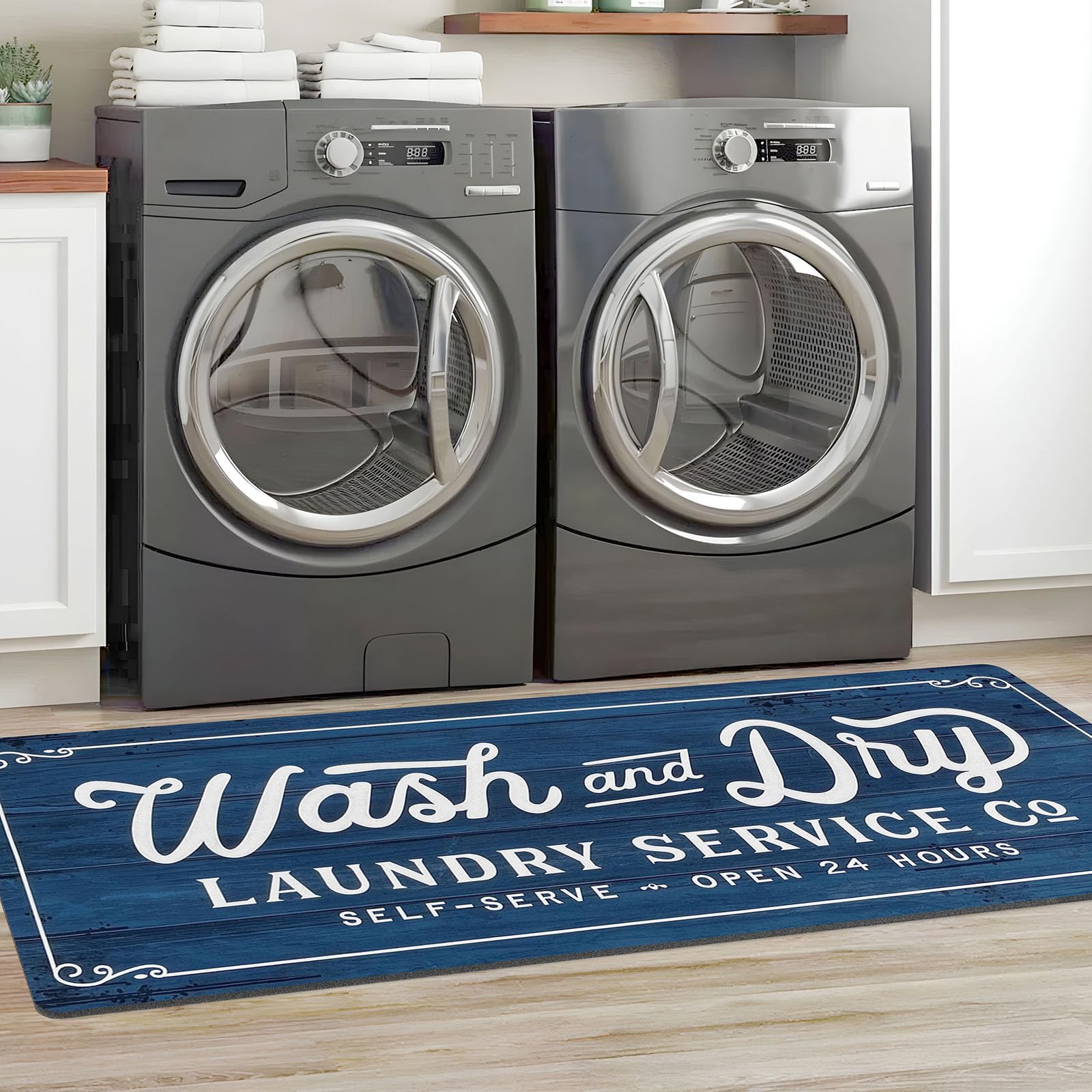 KOZYFLY Laundry Room Rug Runner 20"x60" Non Slip Kitchen Rugs Washable Laundry Room Mat Waterproof Mudroom Floor Carpet Runner Farmhouse Decor,