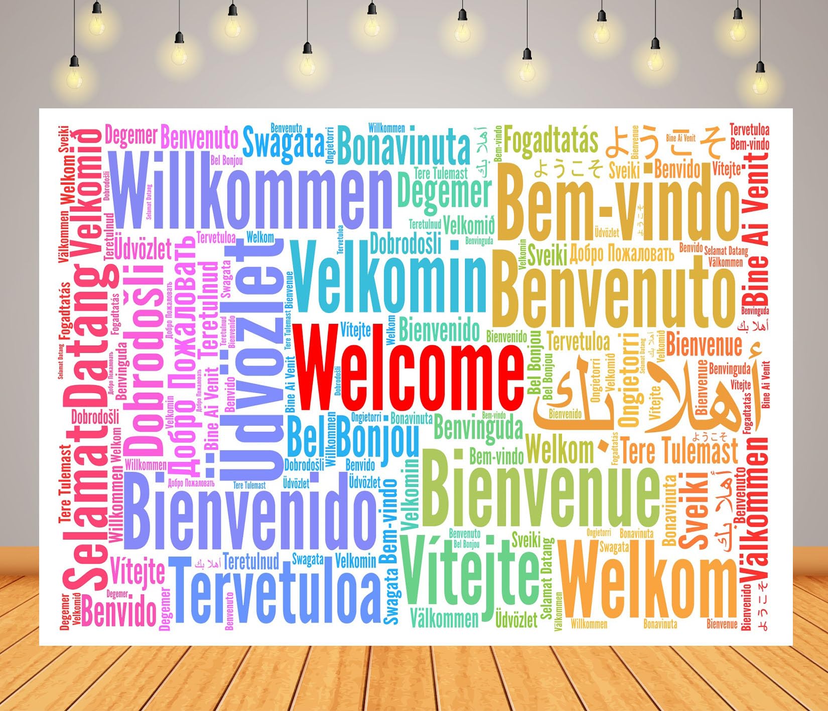10x8FT Arte Multilingue Benvenuto Sfondo Fotografico