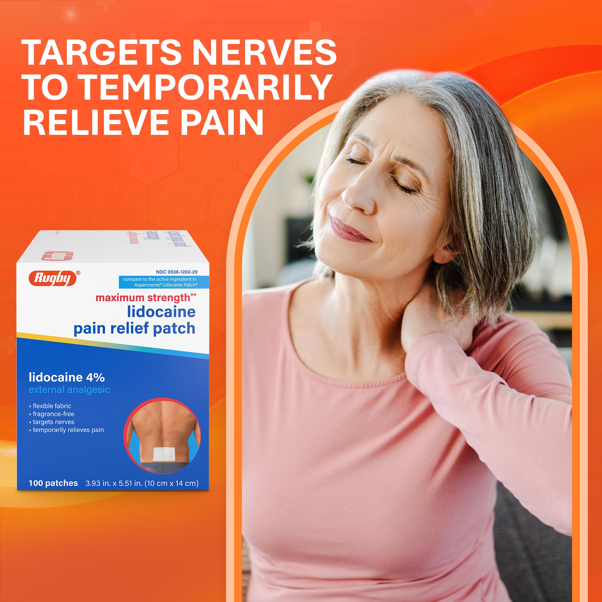 Rugby Maximum Strength 4% Lidocaine Pain Relief Patch, 100 Count — Amazon image 6