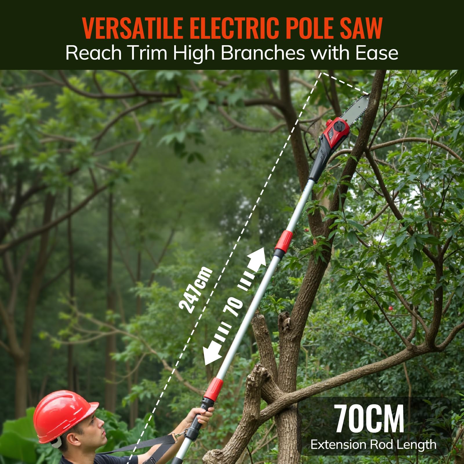 Keenstone Cortasetos y Sierra Pértiga Eléctrica 2 en 1, Barra Sierra 20 cm, Cortasetos 42 cm con Cuchillas Doble Acción, Batería 4,0 Ah y Cargador, para Poda de Árboles y Arbustos