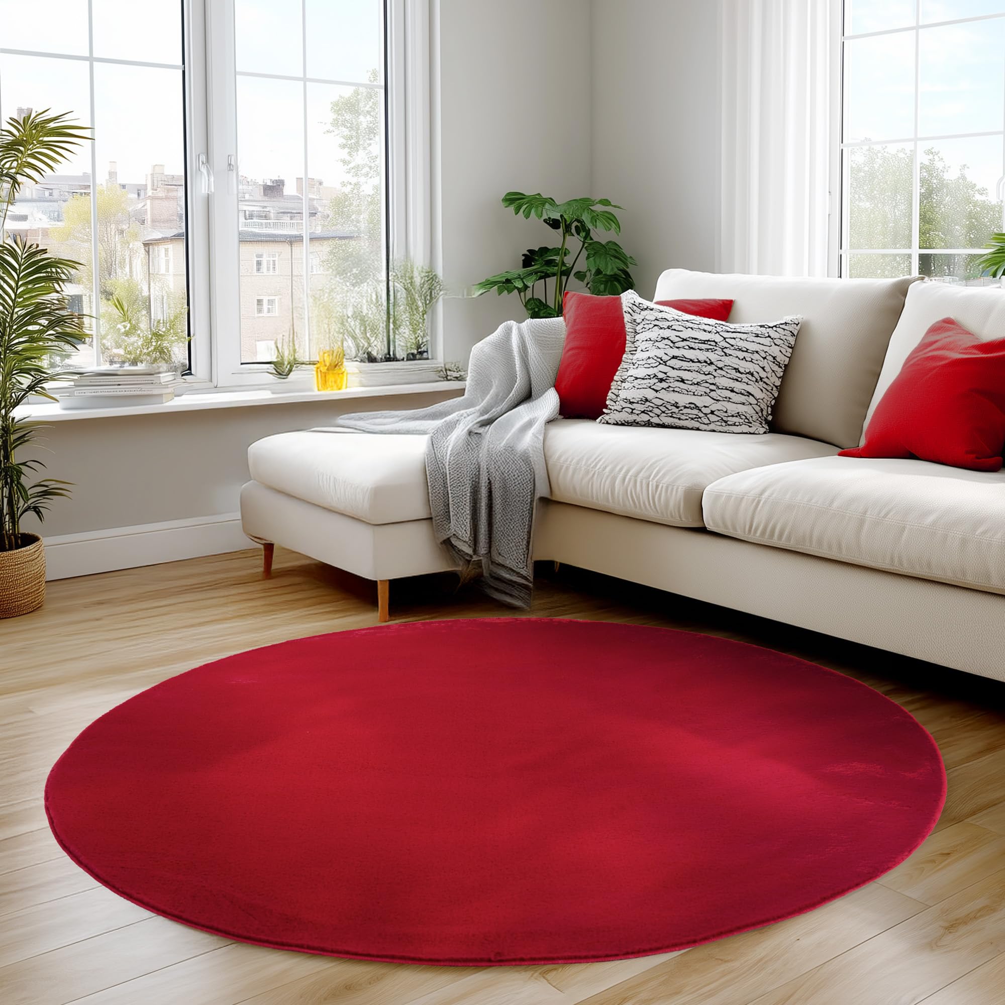 Carpettex Teppich Kurzflor Teppich Waschbar, rund, rutschfest & weich, modernes einfarbiges Design für Wohnzimmer, Schlafzimmer, Küche & Kinderzimmer.