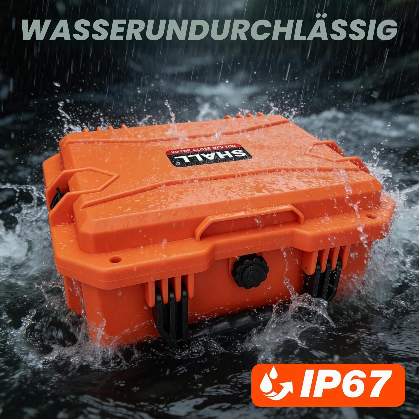 Shall Universal Kamera Koffer L, wasserdicht Staubdicht Schockfest, mit Schaum-Einlagen, für Kamera, Objektiv, Elektronik, Messgeräte, fotokoffer, kamerakoffer, Orange, 35×29×15 cm