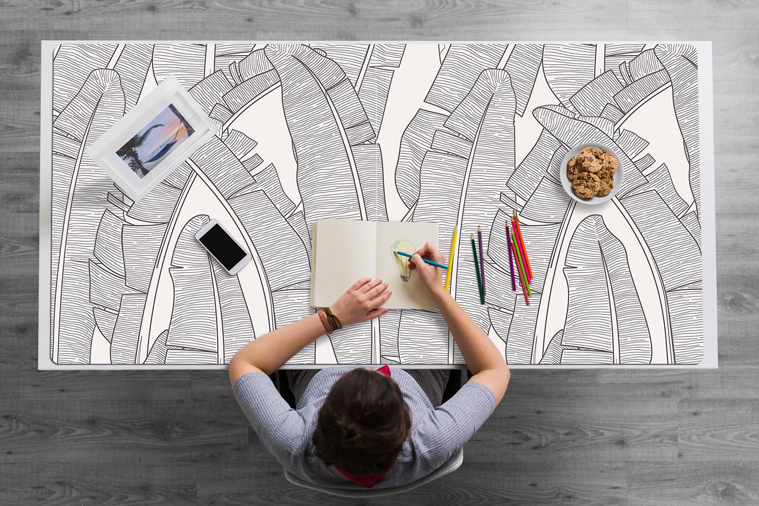 Sottomano da Scrivania 120x60 cm Facile da Pulire Antiscivolo Superficie Protettiva Protezione e Decorazione in Vinile PVC per Ufficio e Casa Impermeabile - Foglie di banano